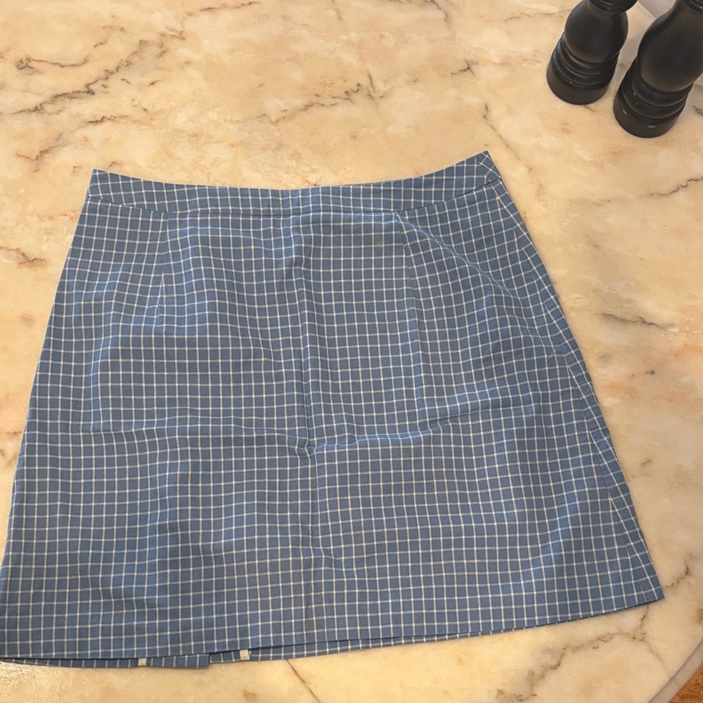 Vintage Blue Windowpane Button-Front Mini Skirt - image 4